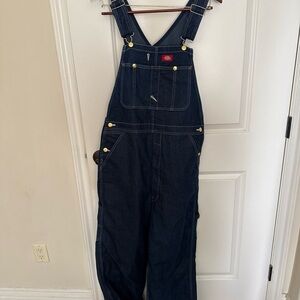 Men's Dickies Denim Overalls 34x34 Dark Wash Workwear Carpenter Bib Pockets